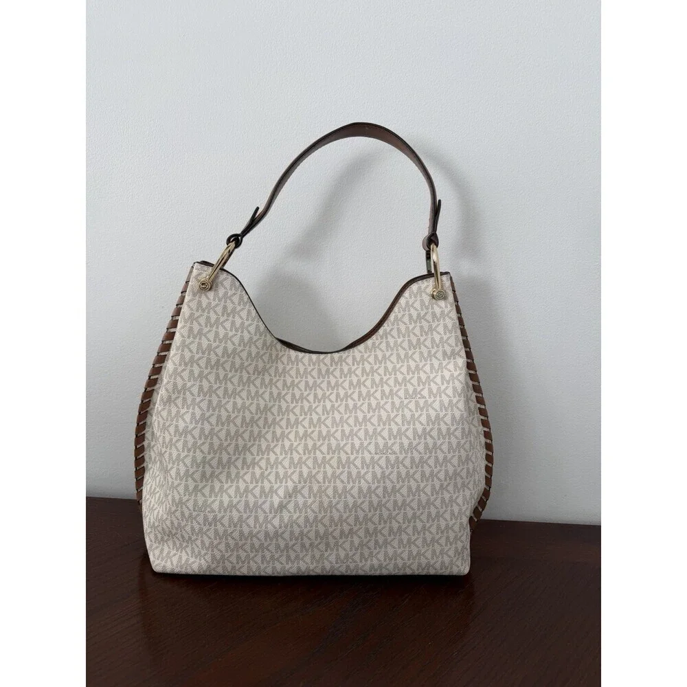 Michael Kors Shoulder Bag Joan Large Slouchy Vanilla Pebbled Leather AUTHENTIC - Picture 4 of 16